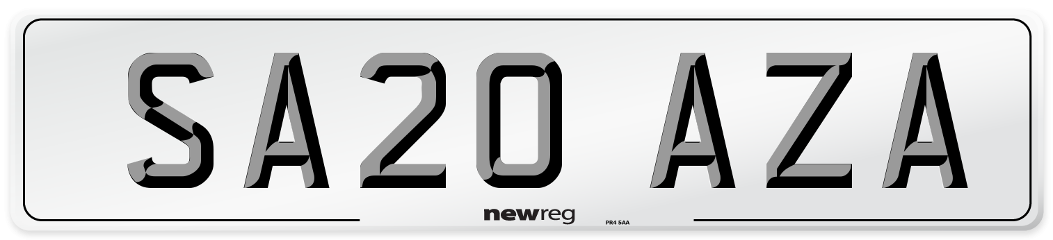 SA20 AZA Number Plate from New Reg
